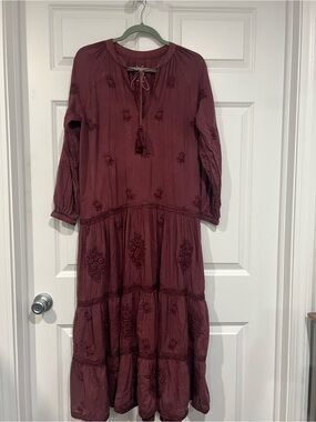 Kyla Seo Maxi Dress - Deep Wine Embroidered